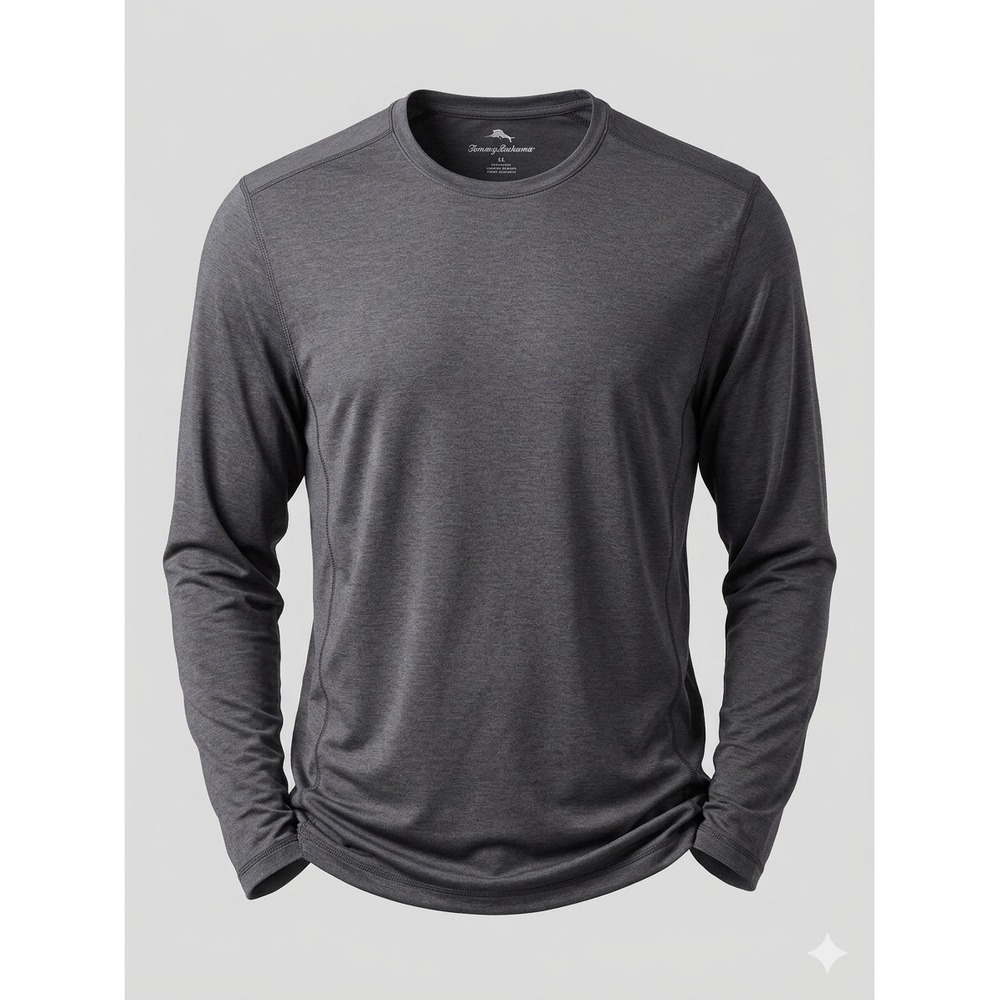 Tommy Bahama Mens XXXL Gray Heather Performance Long Sleeve Shirt Stretch Tech